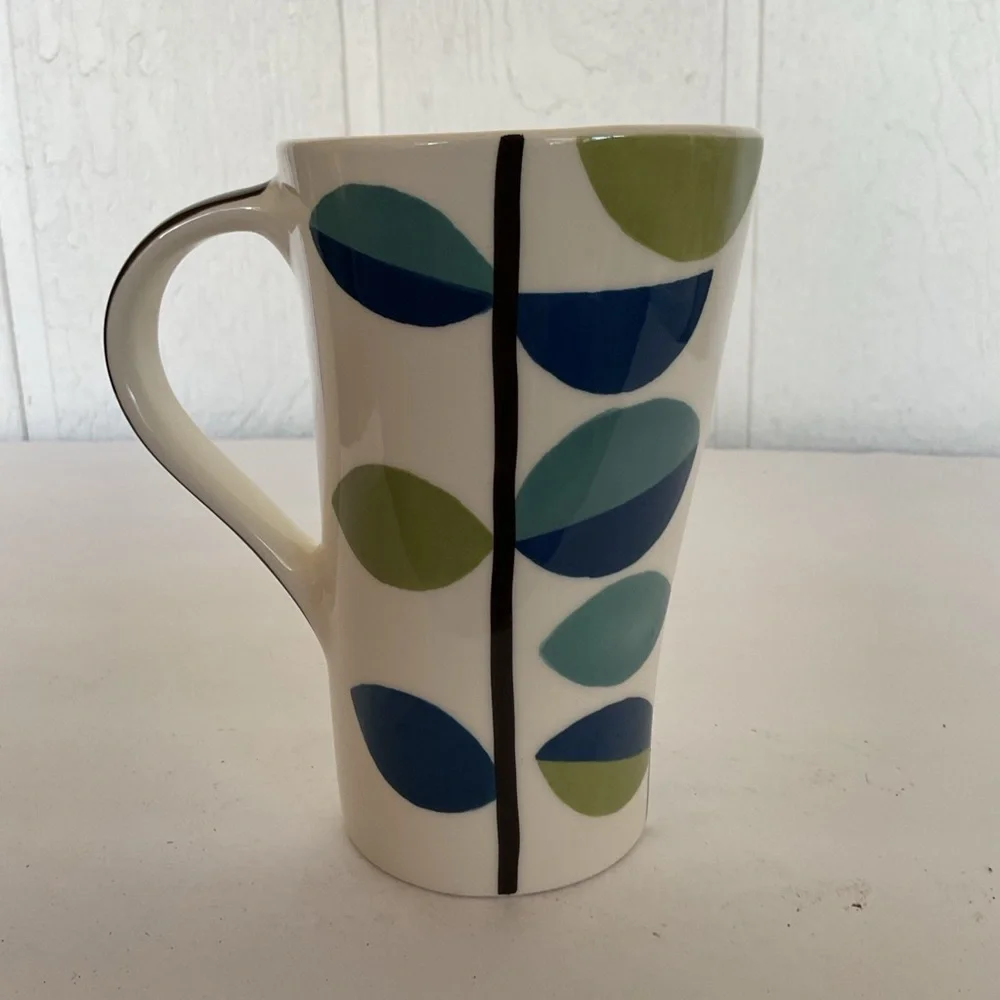 Pier 1 leaves Hand Painted Ceramic Stoneware Coffee Tea Mug
